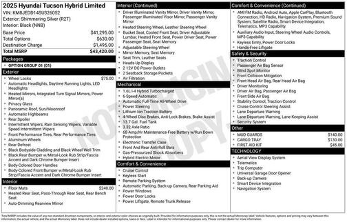 Shimmering Silver 2025 Hyundai TUCSON Hybrid Limited