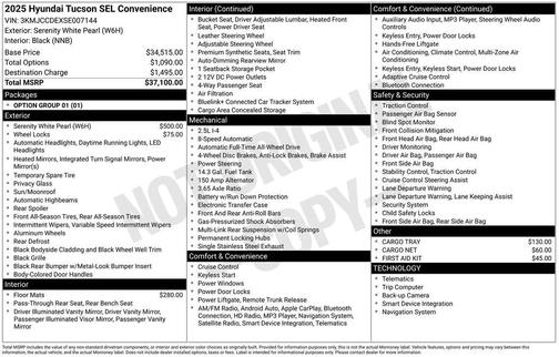 2025 Hyundai TUCSON SEL Convenience