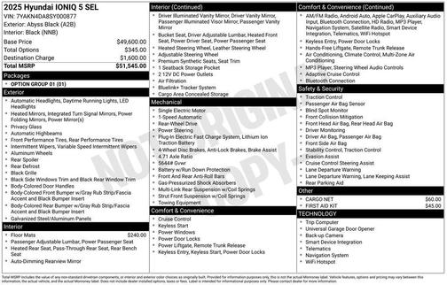 Black 2025 Hyundai IONIQ 5 SEL