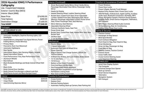 2026 Hyundai IONIQ 9 PERFORMANCE CALLIGRAPHY