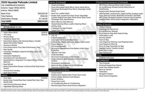 Hyper White 2020 Hyundai PALISADE Limited