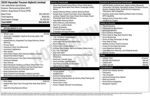 Shimmering Silver 2025 Hyundai TUCSON Hybrid Limited