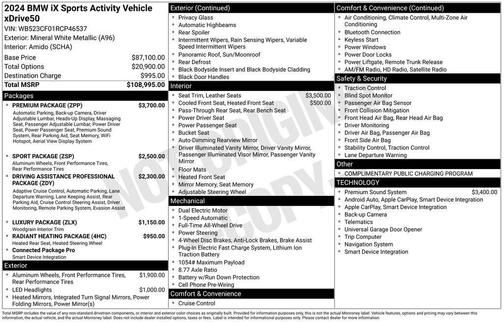 Mineral White Metallic 2024 BMW iX xDrive50