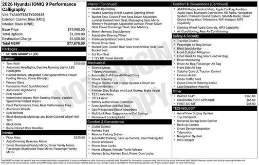 2026 Hyundai IONIQ 9 PERFORMANCE CALLIGRAPHY