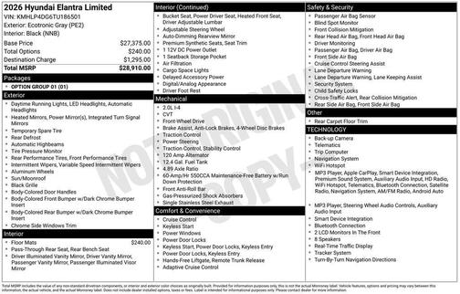Gray 2026 Hyundai ELANTRA Limited