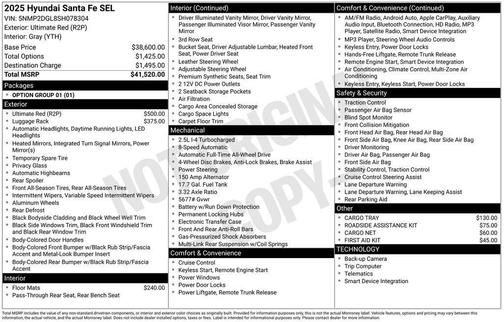 Red 2025 Hyundai SANTA FE SEL
