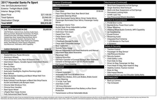 Twilight Black 2017 Hyundai Santa Fe Sport 2.4L