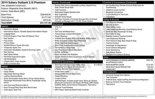 2019 Subaru Outback 2.5i Premium