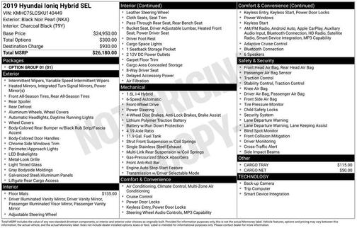 2019 Hyundai IONIQ Hybrid SEL