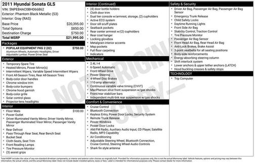 2011 Hyundai SONATA GLS
