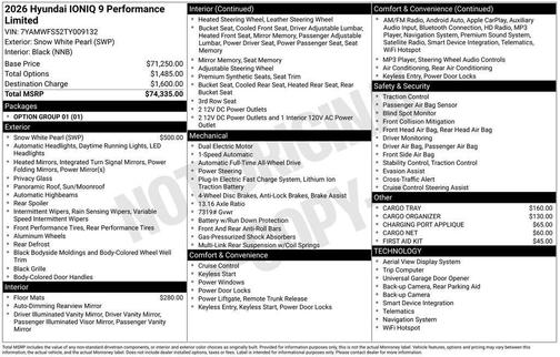 Snow White Pearl 2026 Hyundai IONIQ 9 Performance Limited