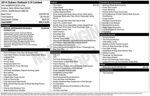 2014 Subaru Outback 2.5i Limited