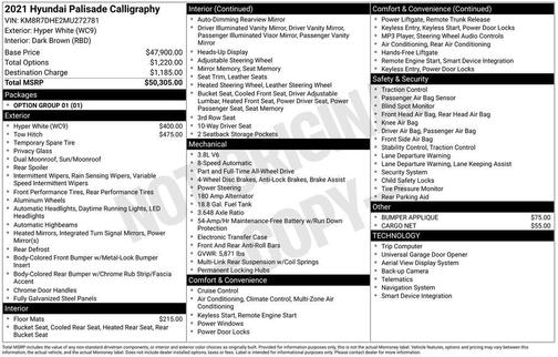 Hyper White 2021 Hyundai PALISADE Calligraphy