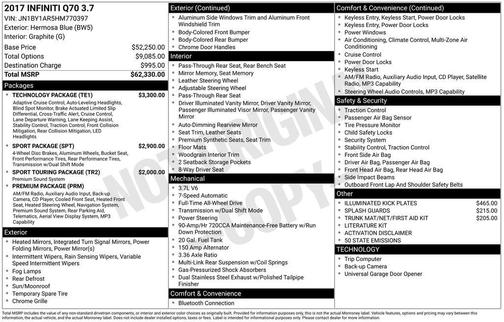 Hermosa Blue 2017 INFINITI Q70 3.7X