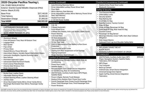 2020 Chrysler Pacifica Touring-L