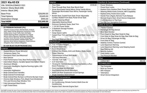 Ebony Black 2021 Kia K5 EX
