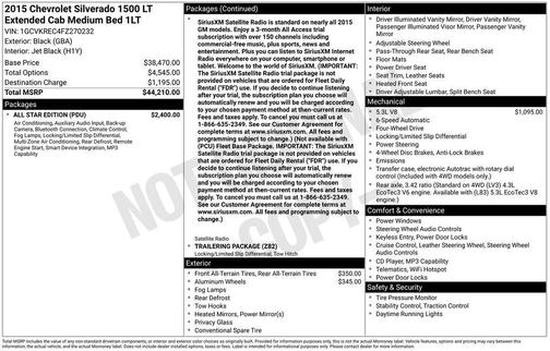 Black 2015 Chevrolet Silverado 1500 LT