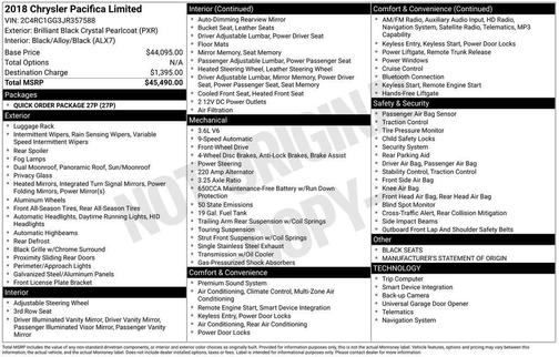 Brilliant Black Crystal Pearlcoat 2018 Chrysler Pacifica Limited