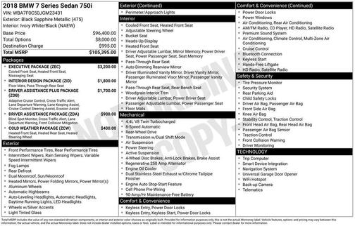 Black Sapphire Metallic 2018 BMW 750 i