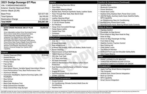 Granite Clearcoat 2021 Dodge Durango GT