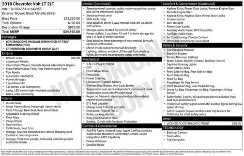 Black Metallic 2018 Chevrolet Volt LT