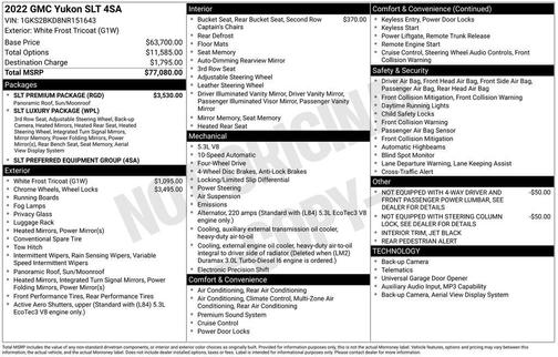 White Frost Tri-Coat 2022 GMC Yukon SLT