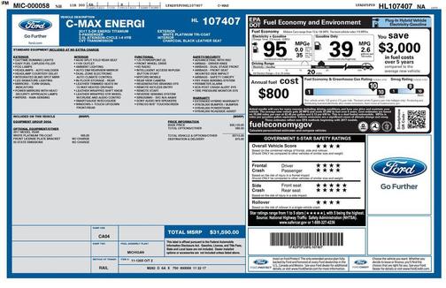 White Platinum Clearcoat Metallic 2017 Ford C-Max Energi Titanium