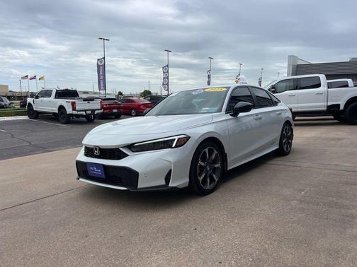 Platinum White Pearl 2025 Honda Civic Hybrid Sport Touring