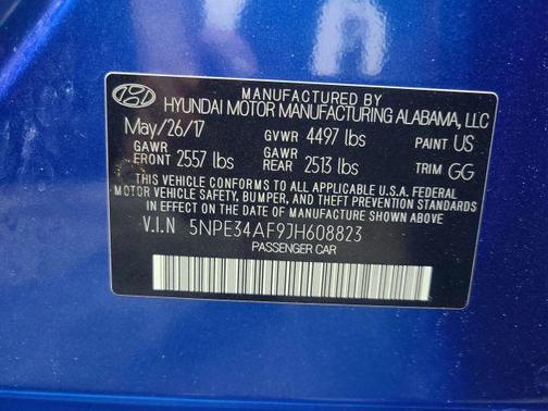 Electric Blue 2018 Hyundai SONATA Limited