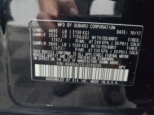 Crystal Black Silica 2018 Subaru Outback 2.5i Premium