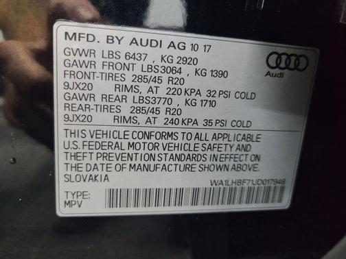 Orca Black Metallic 2018 Audi Q7 2.0T Premium Plus