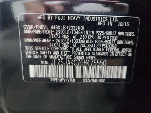 Crystal Black Silica 2016 Subaru Forester 2.5i Limited