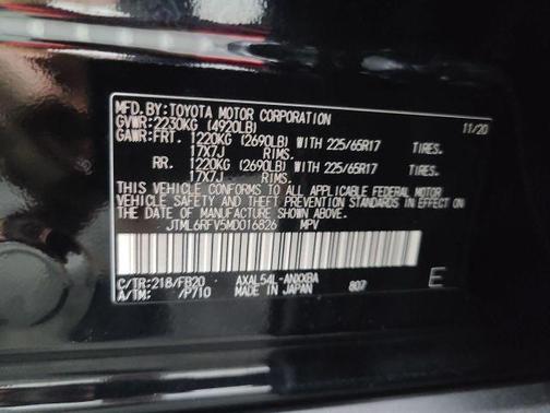 Black 2021 Toyota RAV4 Hybrid LE