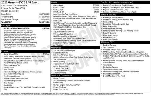 Savile Silver 2022 Genesis GV70 3.5T AWD Sport