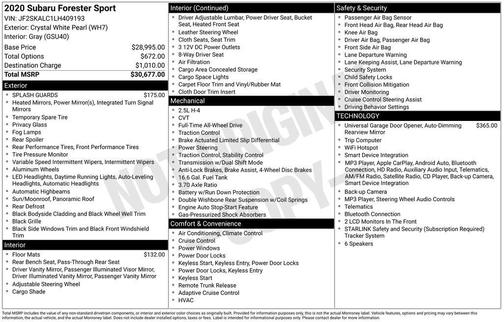Crystal White Pearl 2020 Subaru Forester Sport