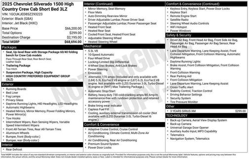 Black 2025 Chevrolet Silverado 1500 High Country