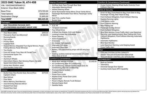 Onyx Black 2023 GMC Yukon XL 4WD AT4
