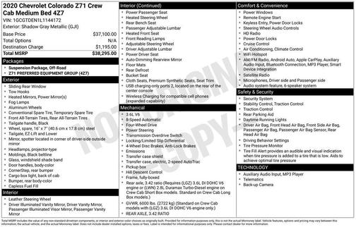 Shadow Gray Metallic 2020 Chevrolet Colorado Z71