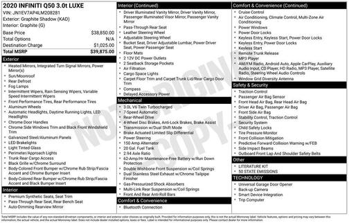 Graphite Shadow 2020 INFINITI Q50 3.0t LUXE