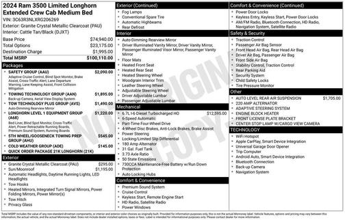 Granite Crystal Metallic Clearcoat 2024 RAM 3500 Longhorn