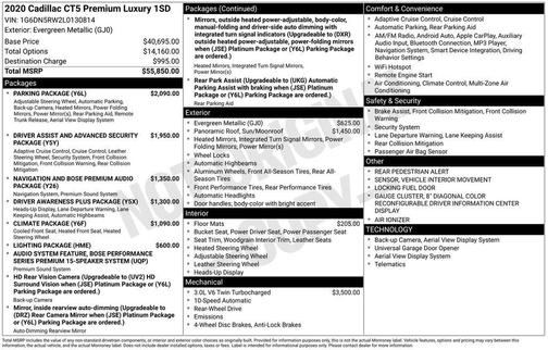 Evergreen Metallic 2020 Cadillac CT5 Premium Luxury RWD