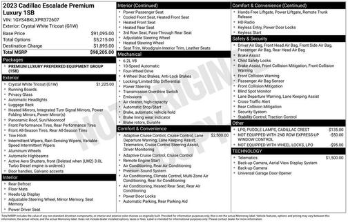 Crystal White Tricoat 2023 Cadillac Escalade Premium Luxury