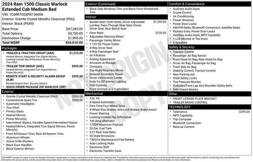 Granite Crystal Metallic Clearcoat 2024 RAM 1500 Classic Warlock Quad Cab 4x4 6'4' Box