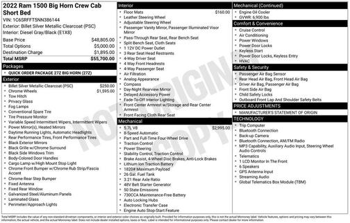 Billet Silver Metallic Clearcoat 2022 RAM 1500 Big Horn/Lone Star