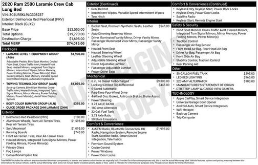 Delmonico Red Pearlcoat 2020 RAM 2500 Laramie Crew Cab 4x4 8' Box