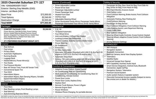 Sterling Gray Metallic 2025 Chevrolet Suburban 4WD Z71