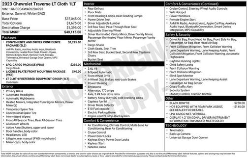 Summit White 2023 Chevrolet Traverse LT Cloth