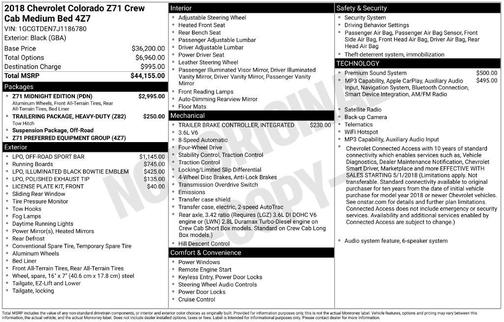 Black 2018 Chevrolet Colorado Z71