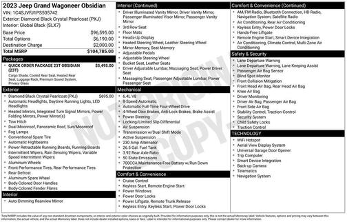 Diamond Black Crystal Pearlcoat 2023 Jeep Grand Wagoneer Obsidian 4x4