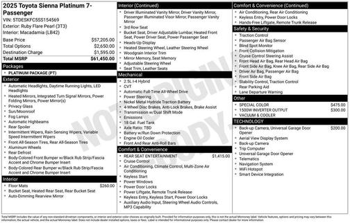 Ruby Flare Pearl 2025 Toyota Sienna Platinum